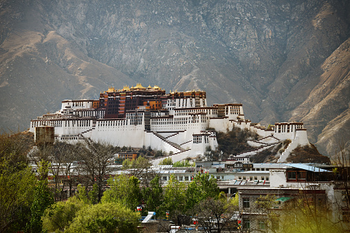 The Potala Palace in Lhasa set against Himalayan mountains. Tibet\nThe historic residence of the Dalai Lama of Tibet, constructed from 1645 - now a museum that dominates the skyline of Lhasa