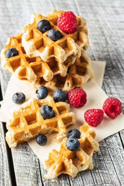 istock Waffles with blueberries and raspberries. 1182524130
