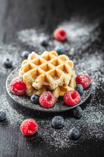 istock Waffles with blueberries and raspberries. 1182524289