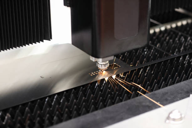 istock steel sheet cutting with CNC laser cutting machine 1182529115