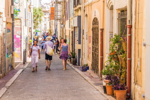 Marseille France. 22 june 2019. A street scene in the old town La Panier in Marseille in France