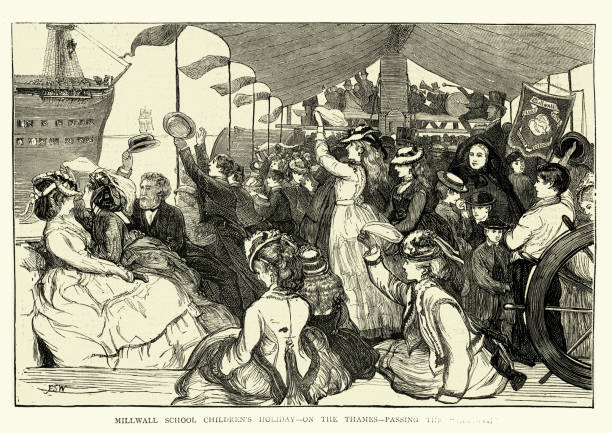 istock Millwall school children's holiday, passing the Goliath on the Thames 1182533614
