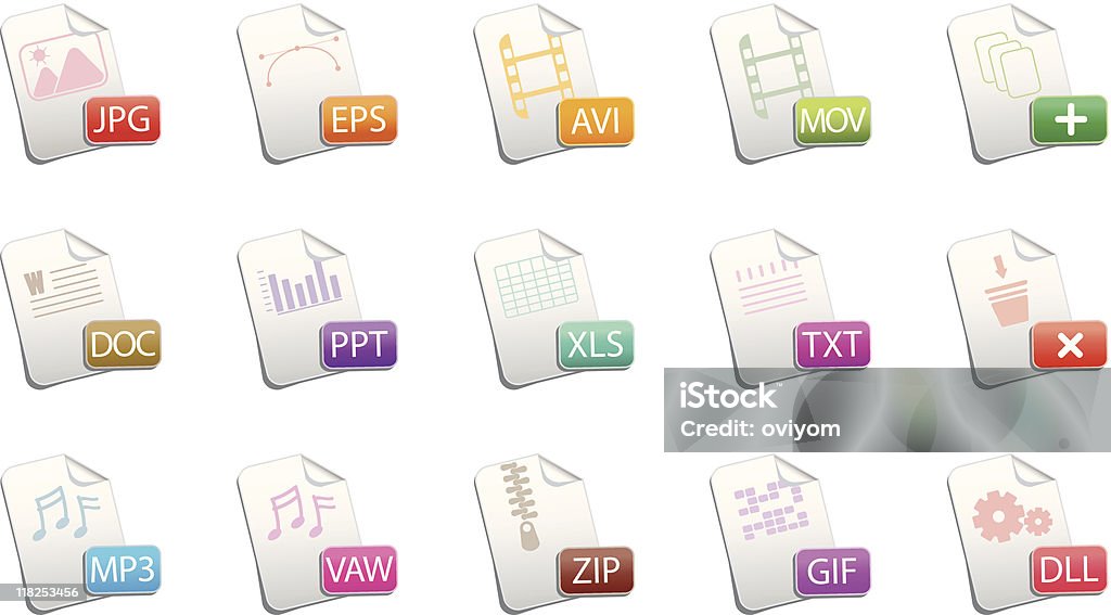 Виды документов икона set - Векторная графика Slide Show Presentation Software роялти-фри