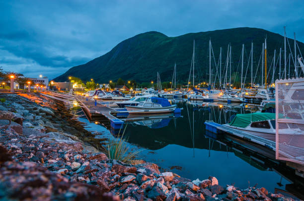 istock Night panoramic view of beautiful city Orsta, Norway 1182540268