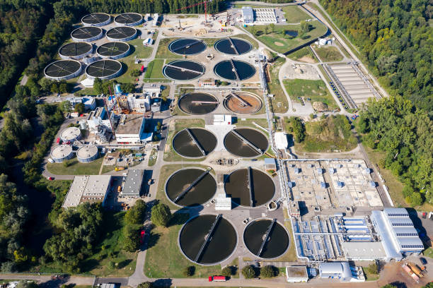 istock Water Purification Plant, Aerial View 1182545123
