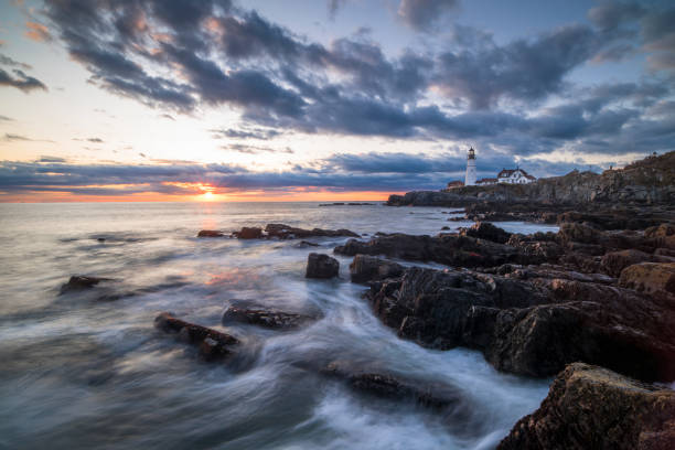 istock Portland Head light at dusk, in Maine 1182553047