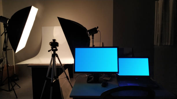 istock Professional product photography studio in dark environment 1182553289