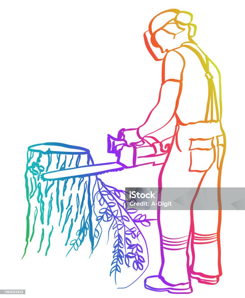 Remove Tree Drawing Tree Removal Service Rainbow Stock Illustration - Download Image Now ...