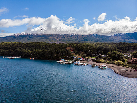 Todos Los Santos Lake and Osorno volcano in southern Chile
