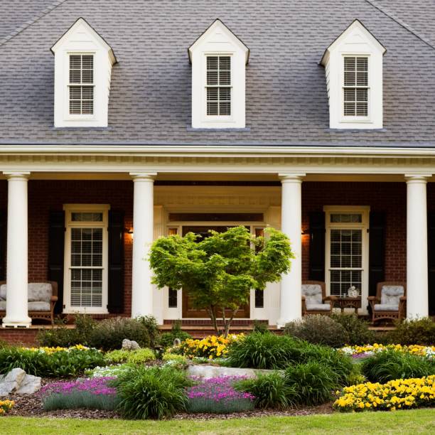 Photo of a modern custom single-level suburban home on a sunny summer day