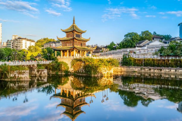 istock Ancient architectural bridge in Guizhou 1182560579