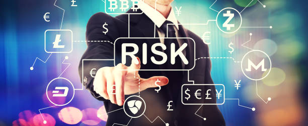 istock Cryptocurrency risk theme with a businessman 1182560788