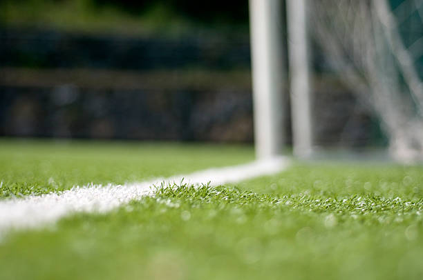 soccer goal on поле с флажок линии, турция, стамбул - corner marking фотографии стоковые фото и изображения