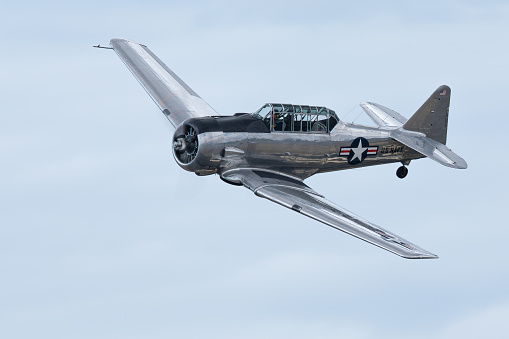 WWII American trainer plane  in flight