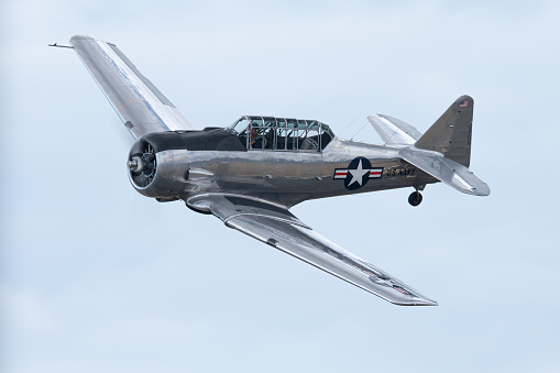 WWII American trainer plane  in flight