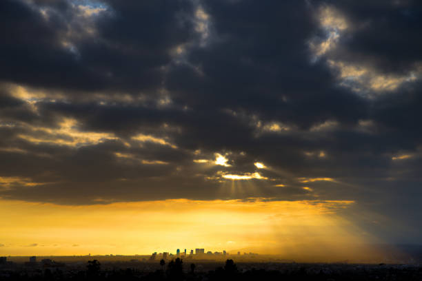 istock Glorious sunset over century city california 1182571544
