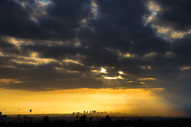 istock Glorious sunset over century city california 1182571551