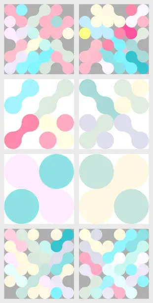 Vector illustration of colorful wave continuous spots pattern collection for design