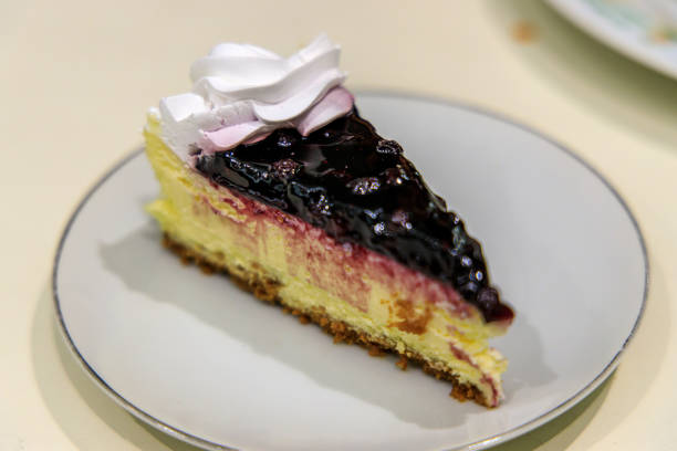 istock blueberry cheese cake on the white plate 1182572839
