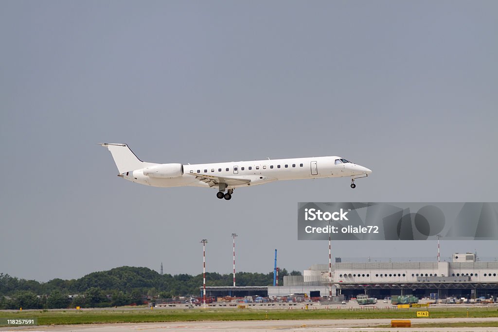 Airplane at Malpensa Airport Landing  Aerospace Industry Stock Photo