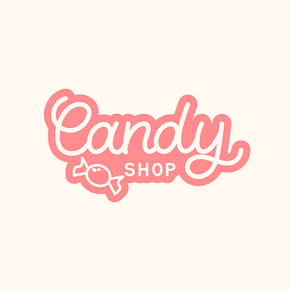 Hand drawn linear lettering logo. The inscription: Candy shop. Perfect design for logo, posters, banners, prints.