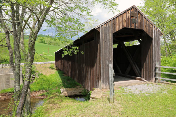 istock Trees and the bridge - Locust Creek covered bridge 1182586277
