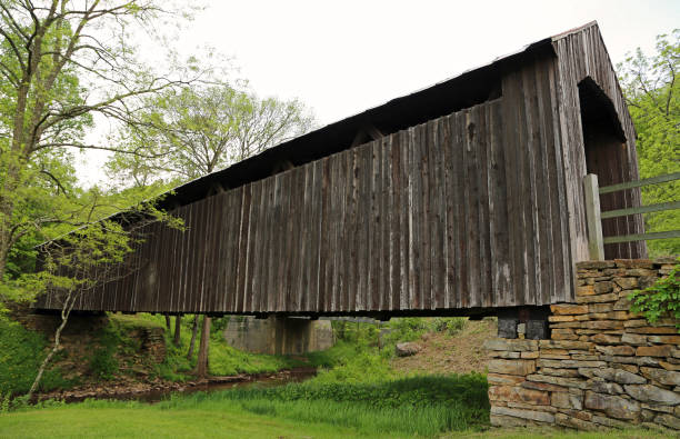 istock Side wall of Locust Creek covered bridge 1182586451