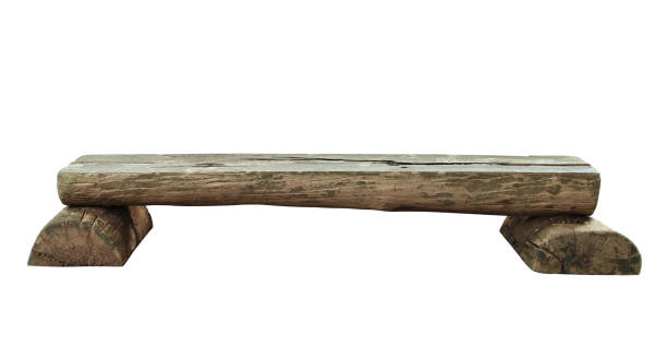 istock Garden bench weathered timber chair 1182587360
