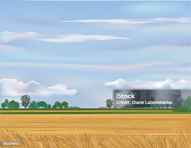 Leeres Feld Und Blauer Himmel Stock Vektor Art und mehr Bilder von Agrarbetrieb - Agrarbetrieb, Baum, Blau