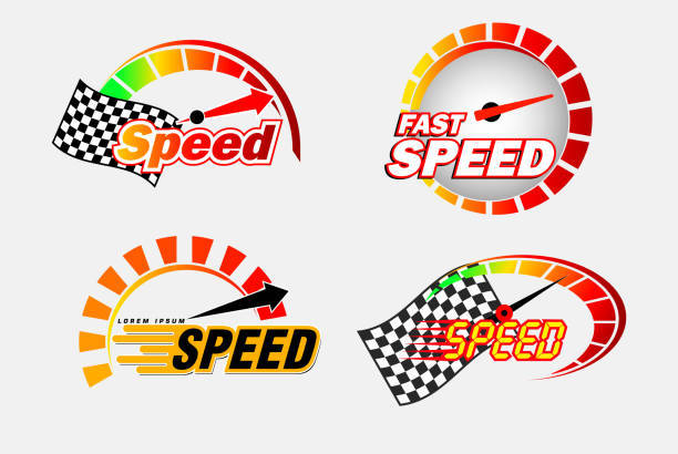 set of speed logo or speedometer symbol or speed race logo concept. set of speed logo or speedometer symbol or speed race logo concept. easy to modify perimeter formula stock illustrations