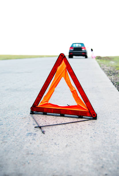 istock Red triangle sign on the road 1182593836