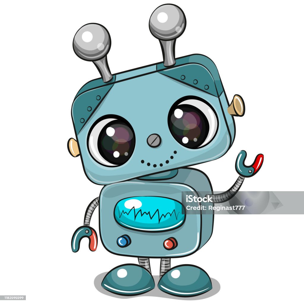 Cartoon Robot Isolated On A White Background Stock Illustration - Download  Image Now - Robot, Cartoon, Cheerful - iStock