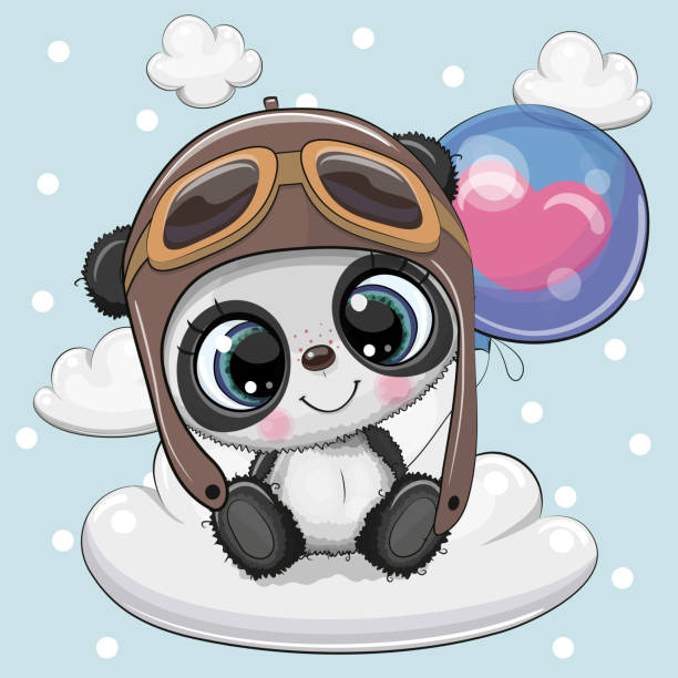 Cute Cartoon Panda Boy With Balloon Stock Illustration - Download Image Now  - Panda - Animal, Baby - Human Age, Cute - iStock