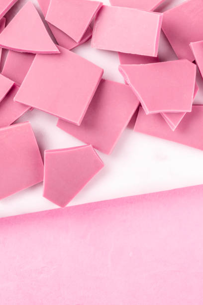 istock Ruby chocolate, shot from above on a pink background with copy space 1182597624