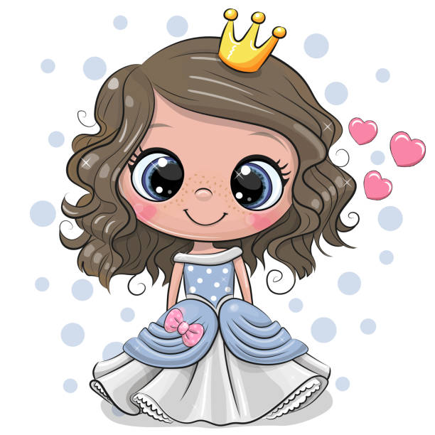 Cartoon Princess With Hearts On A White Background Stock Illustration -  Download Image Now - Princess, Cute, Girls - iStock