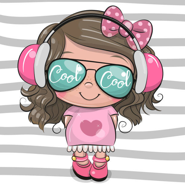 ilustrações de stock, clip art, desenhos animados e ícones de cool cartoon cute girl with sun glasses - baby animals audio