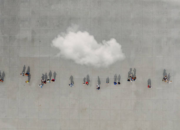 Aerial view of crowd with clowd