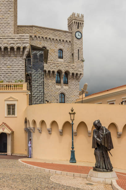Monaco-Ville, Monaco - May 18, 2023: Guard at Prince's Palace of Monaco