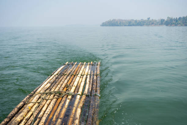 istock Bamboo raft floating in the river nature 1182606056