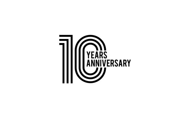 stockillustraties, clipart, cartoons en iconen met tien jaar jubileumontwerp - 10 jarig jubileum