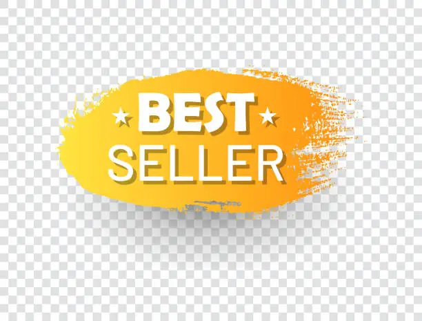 Vector illustration of Best seller label in shape of paintbrush stroke