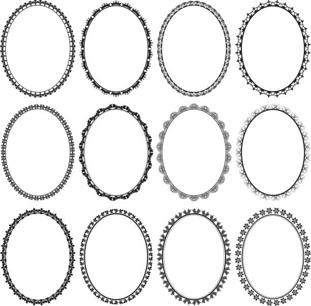 ilustrações de stock, clip art, desenhos animados e ícones de frames oval - elipse