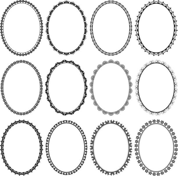frames oval set of decorative frames ellipse stock illustrations
