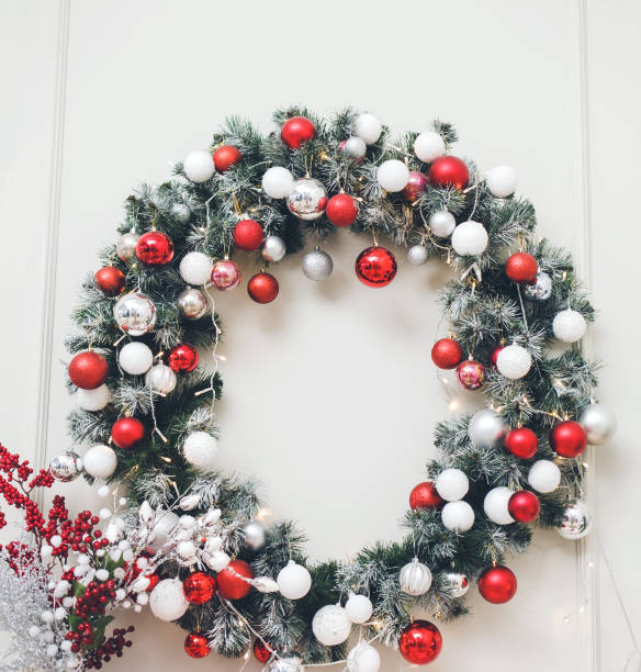 istock Christmas wreath with balls 1182613257