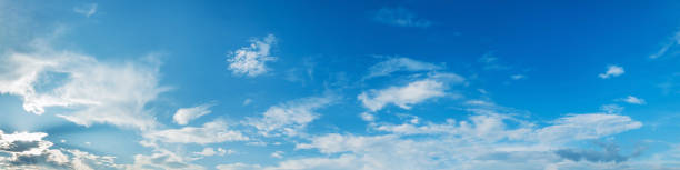 istock Panorama sky with cloud on a sunny day. Beautiful cirrus cloud. 1182614315