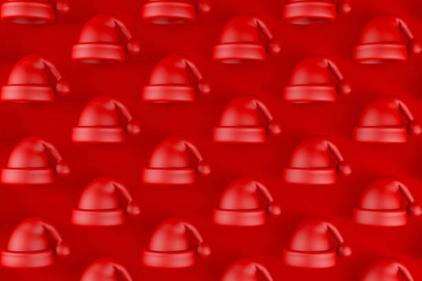 3d rendering of Santa hat, Christmas New Year Concept. Red Background.