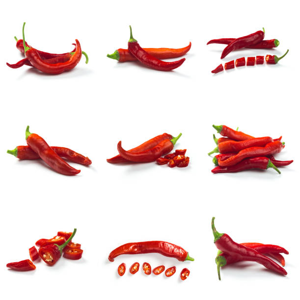 istock Set of red chili pepper isolate on white with clipping path 1182616362