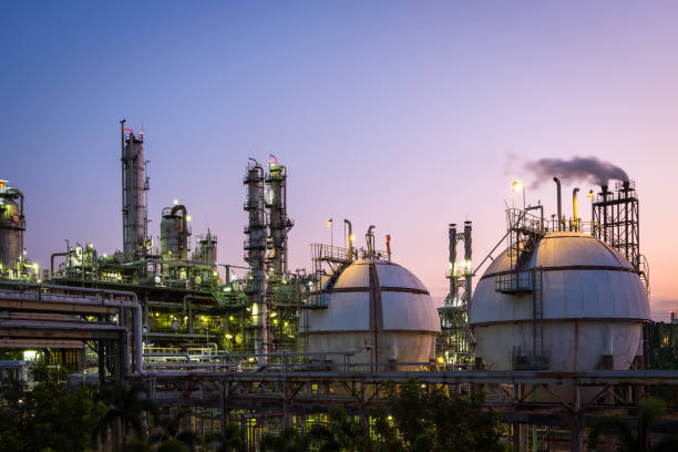 istock petrochemical industry in twilight time. 1182616537