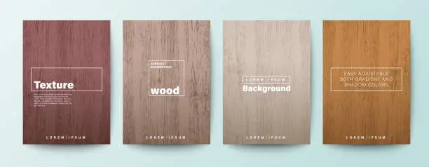 Vector illustration of Set of wood texture background. Wooden board background for Brochure, Flyer, Poster, leaflet, Annual report, Book cover, Banner, Presentation, Website, App, wallpaper.