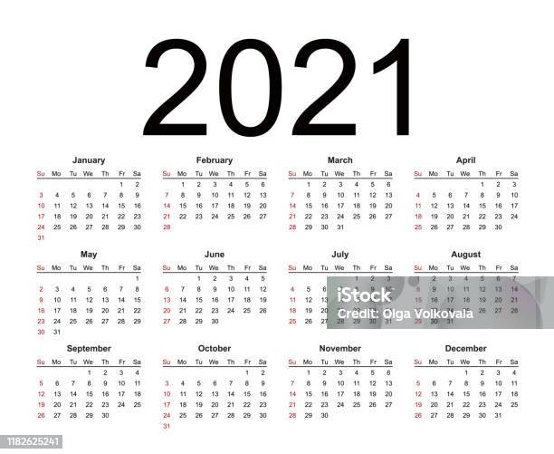 Vetores de Calendário 2021 Ano Estilo Simples e mais imagens de 2021 - 2021, A Data, Abril